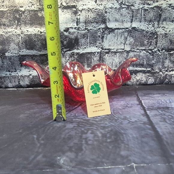 Vintage Murano Art Glass Red Bowl by Antica Cristalleria, Made in Italy Handmade - Picture 7 of 8